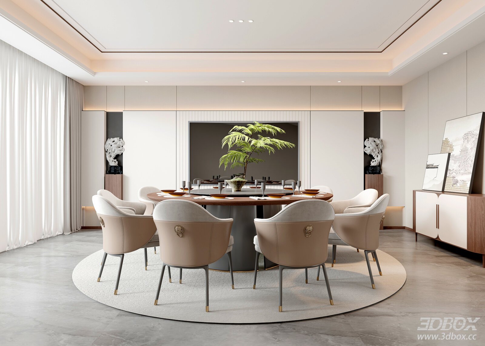 Modern New Chinese Style Private Dining Room Scene