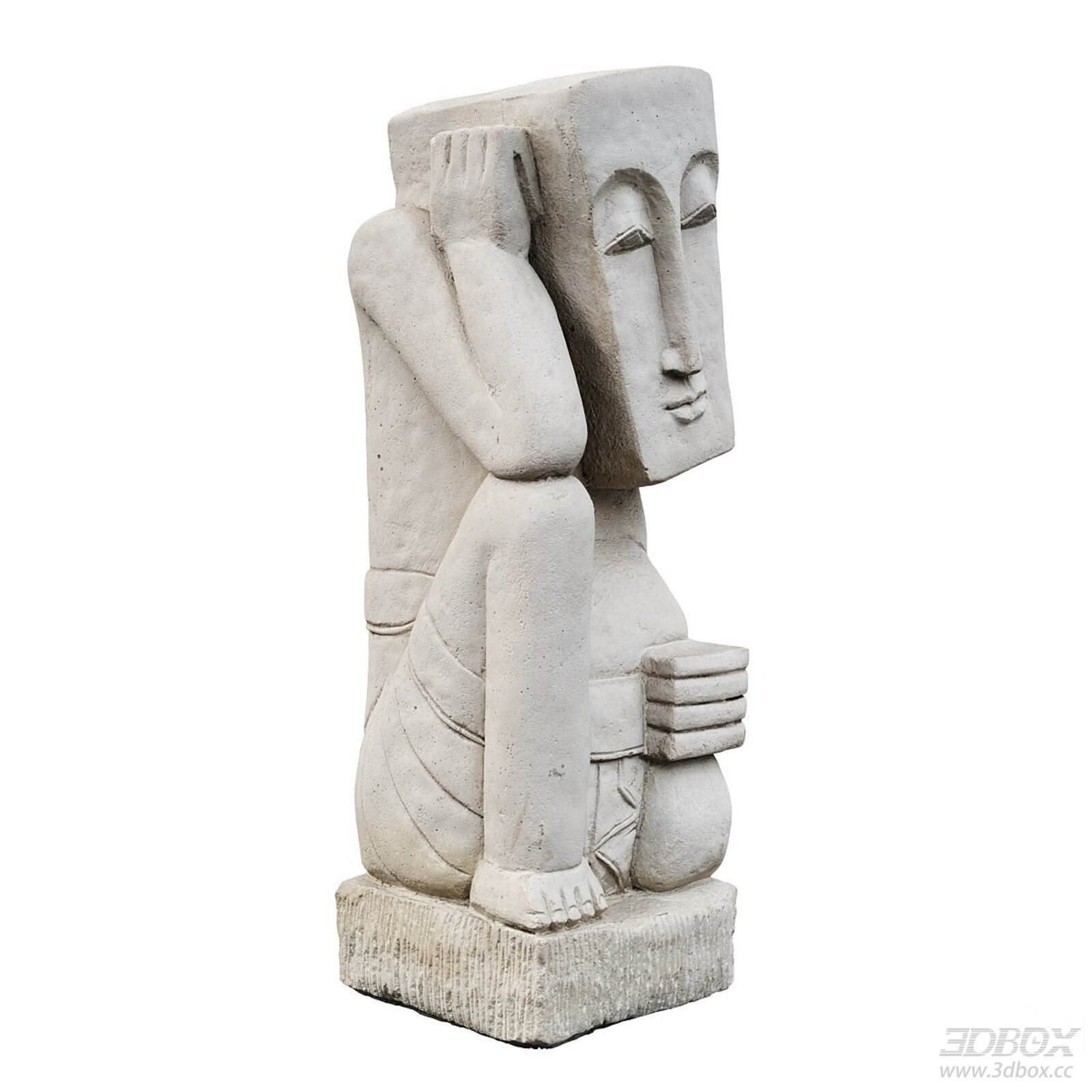 Abstract Stone Sitting Figure Sculpture Decor