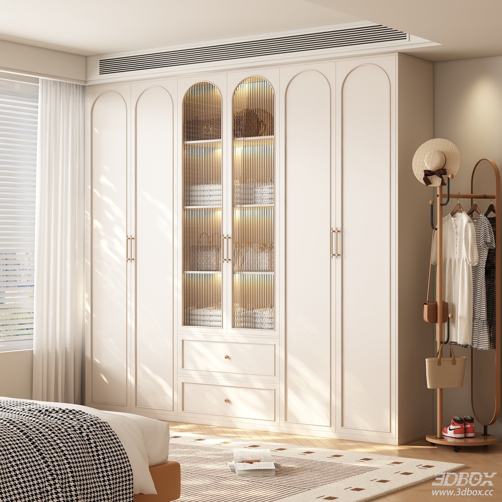 Modern Cream Style Built-in Wardrobe for Bedroom