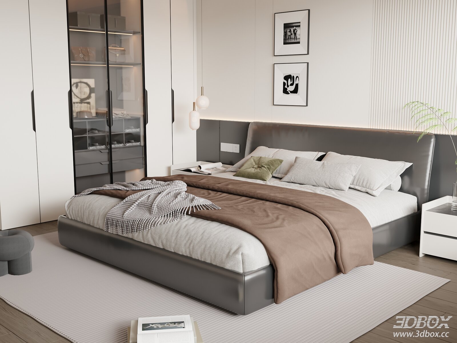 Modern Italian Style Minimalist Bedroom Scene