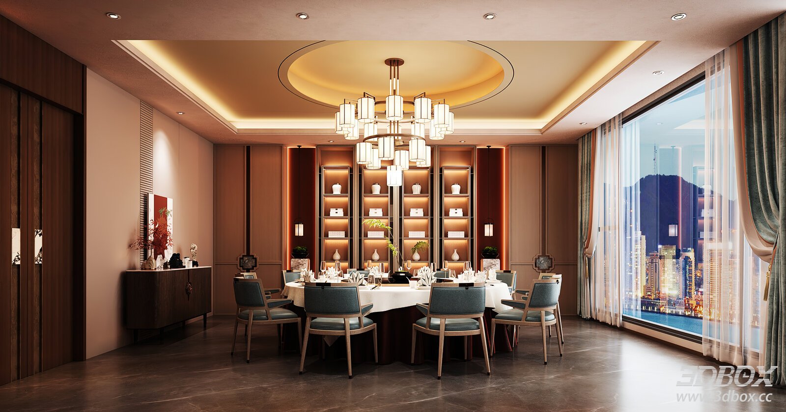 New Chinese Style Luxury Private Dining Room Restaurant