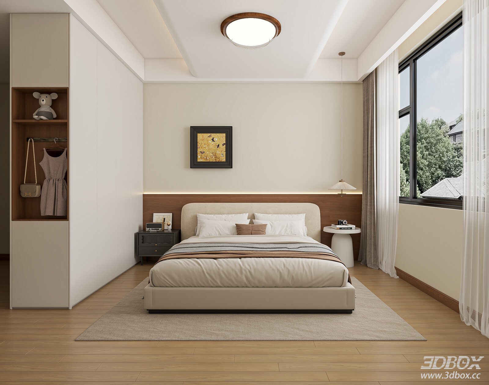 Mid Century Modern Minimalist Bedroom Interior