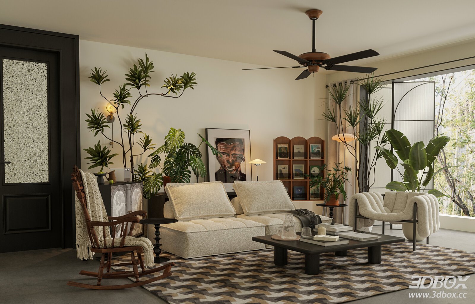 Vintage Mid Century Modern Living Room Interior Scene