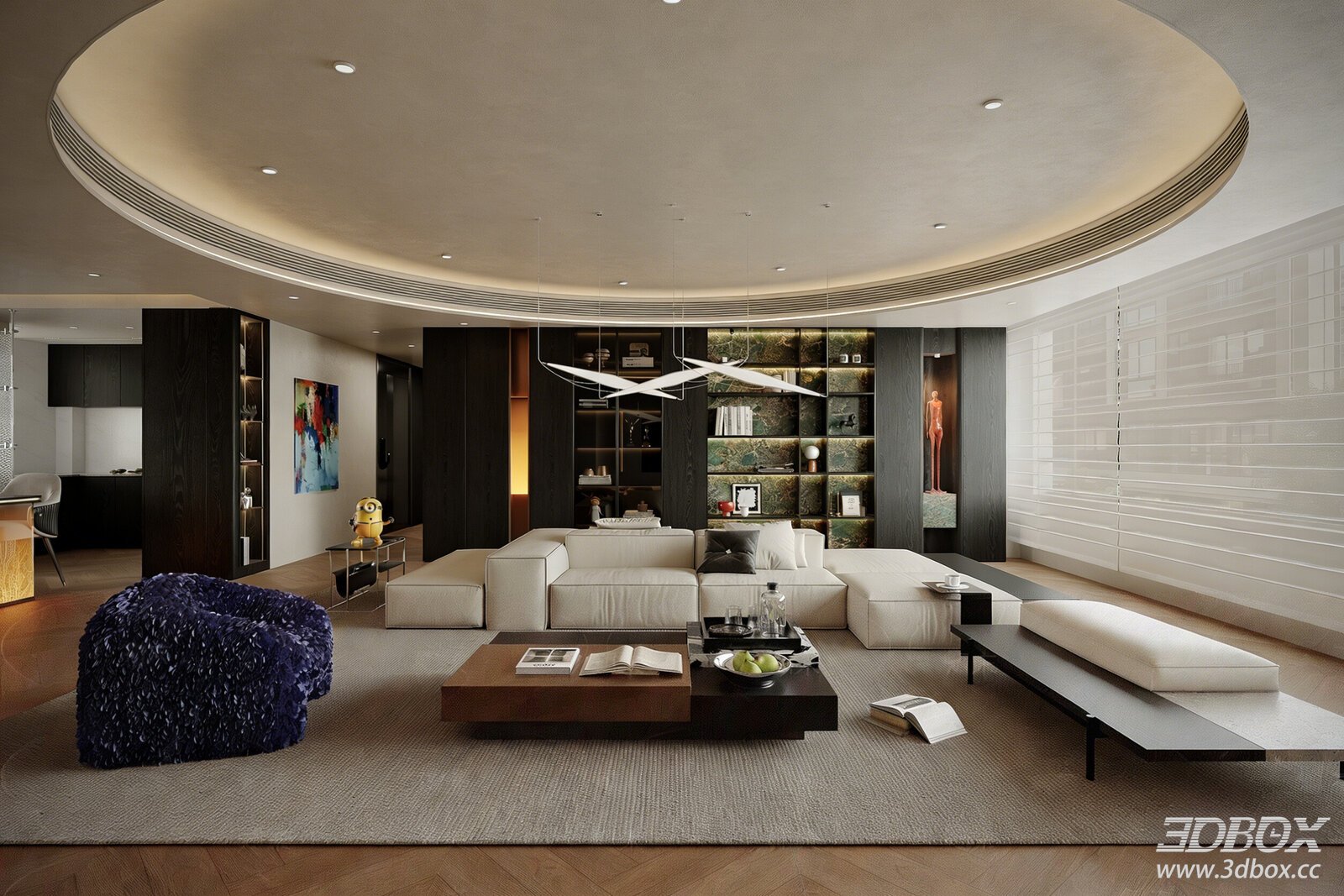 Modern Italian Style Dark Tone No Main Lamp Living Room