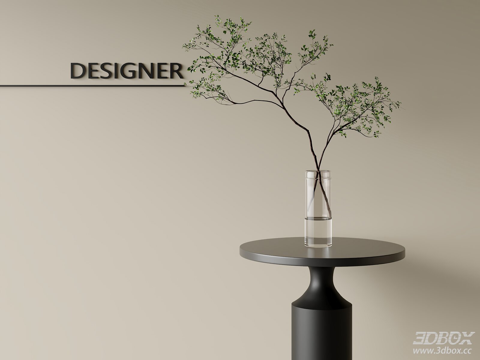 Modern Indoor Greenery Branch in Glass Vase Decor Set