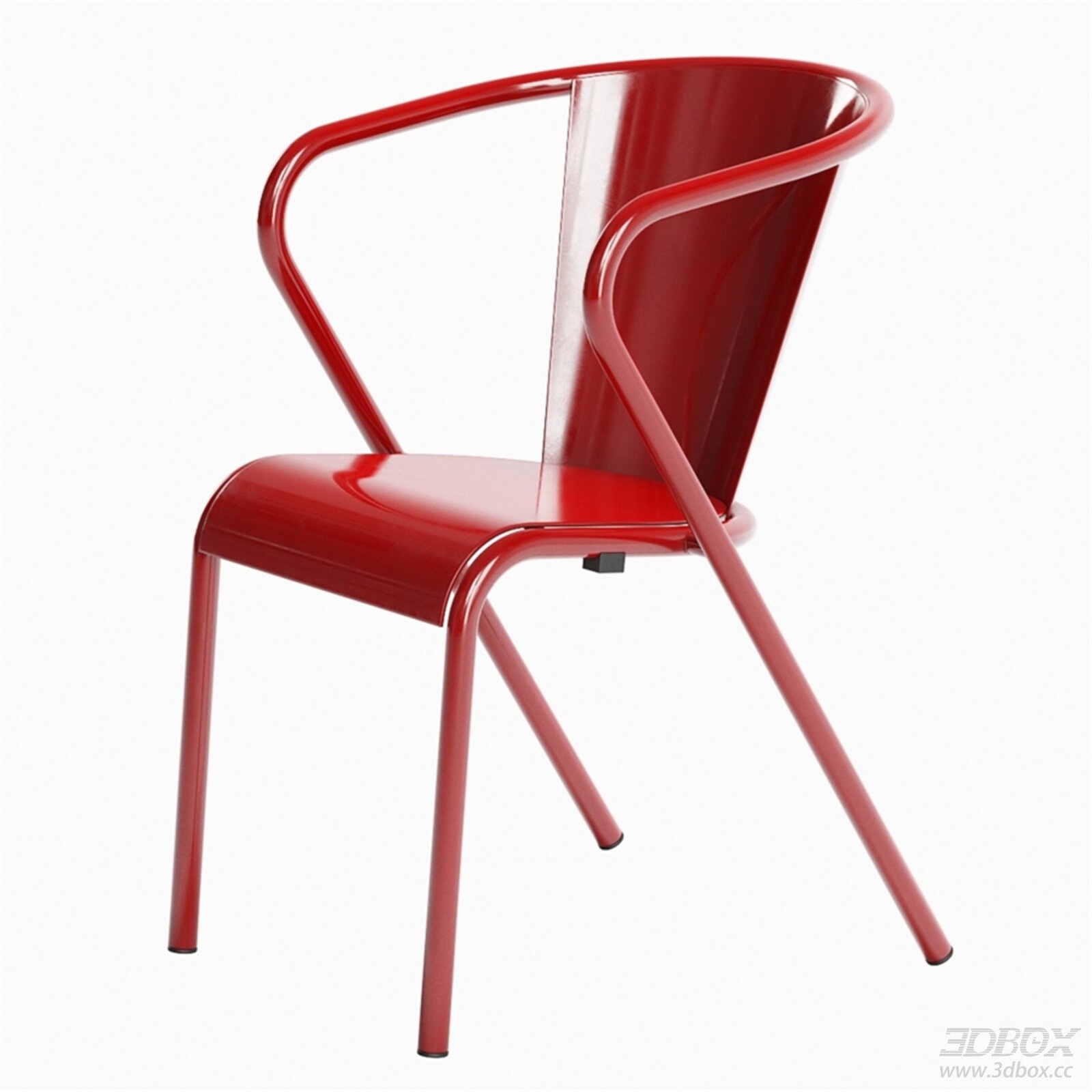Modern Red Glossy Metal Armchair