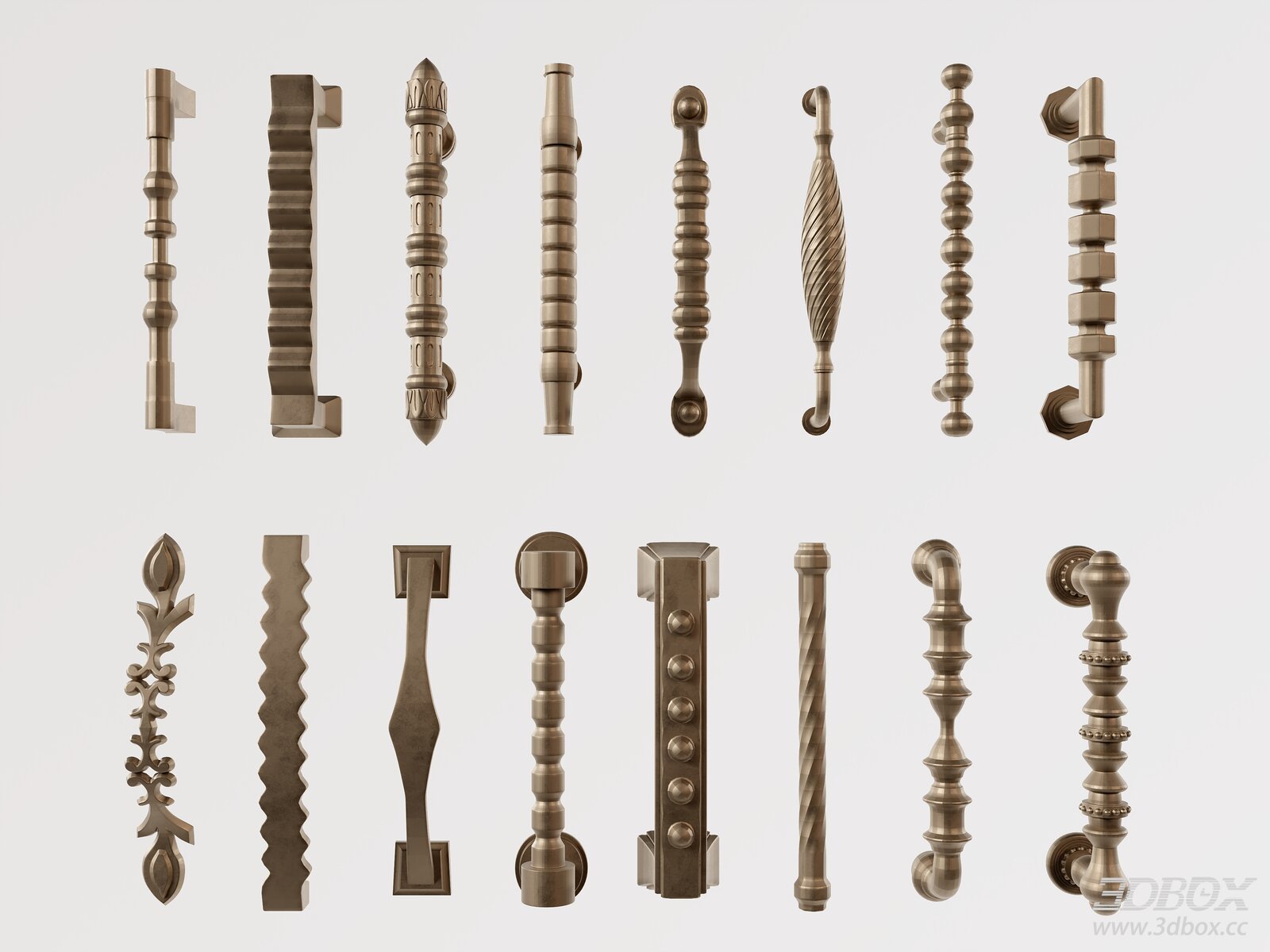 Vintage Brass Decorative Door Pull Handle Set
