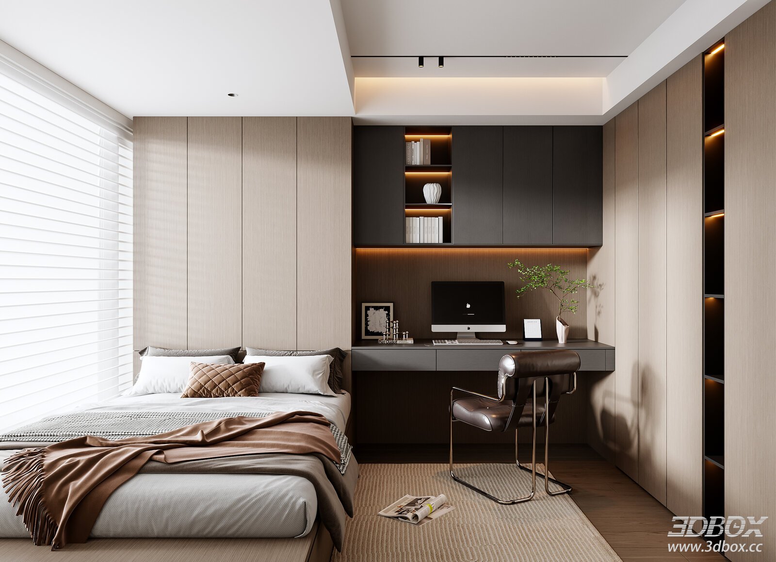 Modern Italian Style Tatami Bedroom with Work Desk