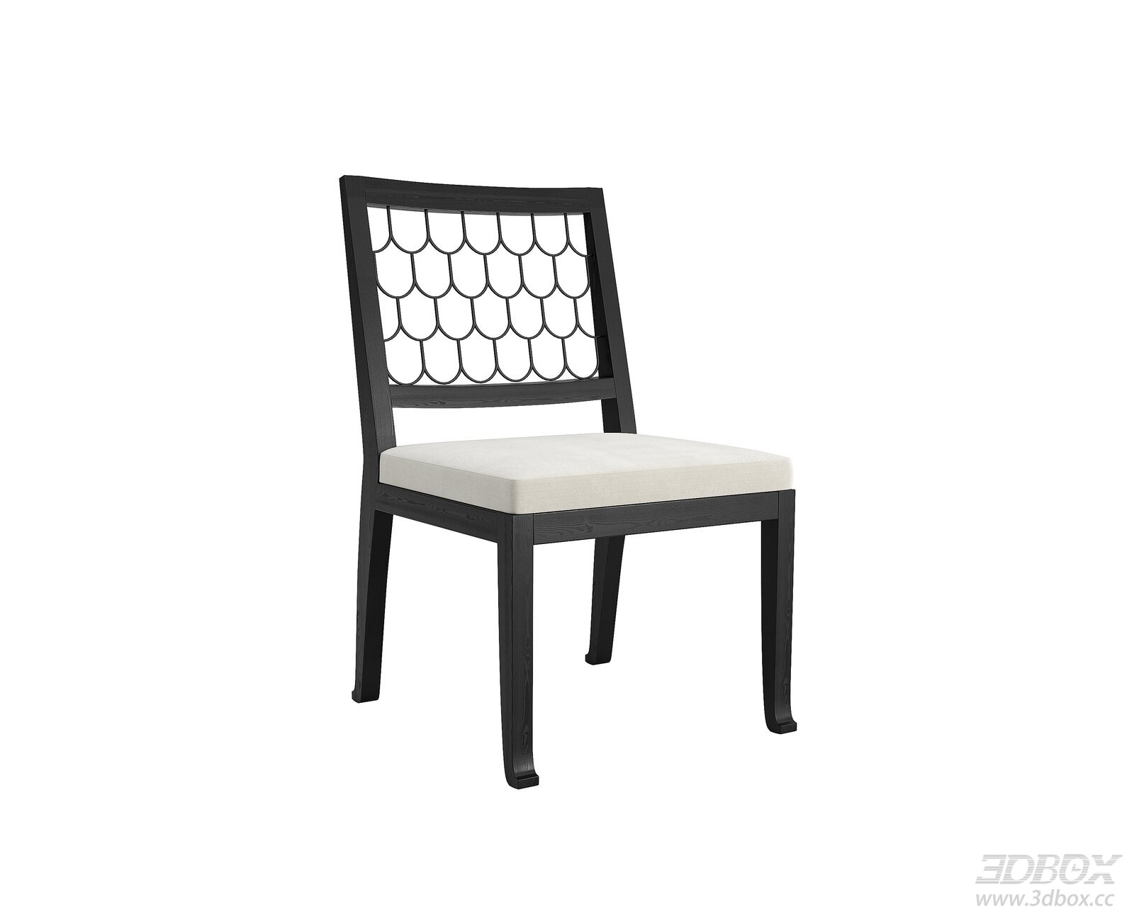 Modern Lattice Back Dining Chair with Wood Frame Fabric Cushion