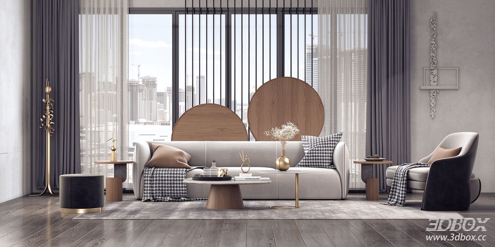 Modern Luxury Living Room with Sofa and Coffee Table Set
