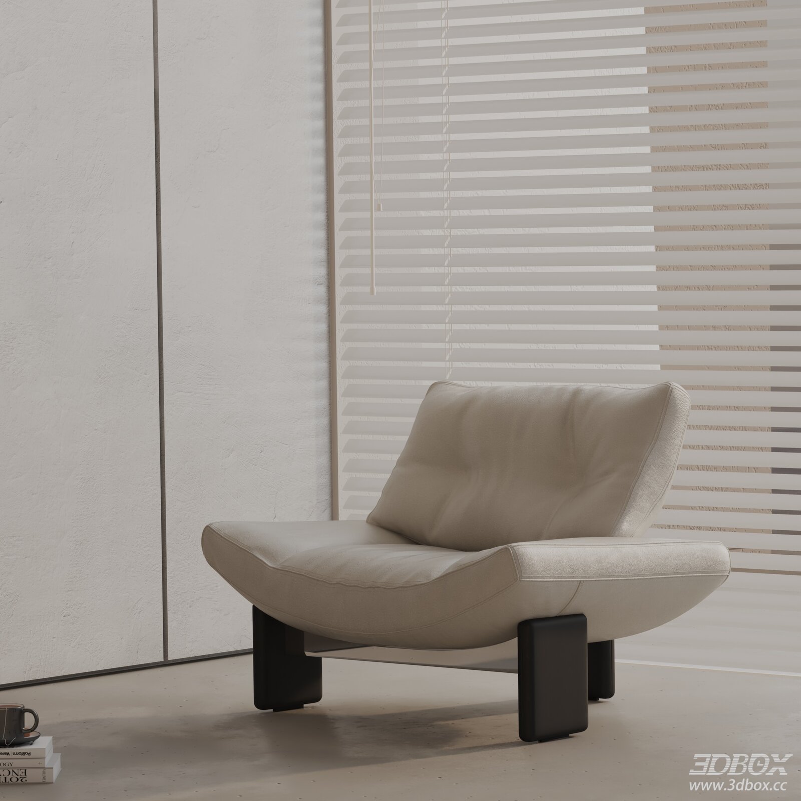 Modern Minimalist Leather Lounge Armchair