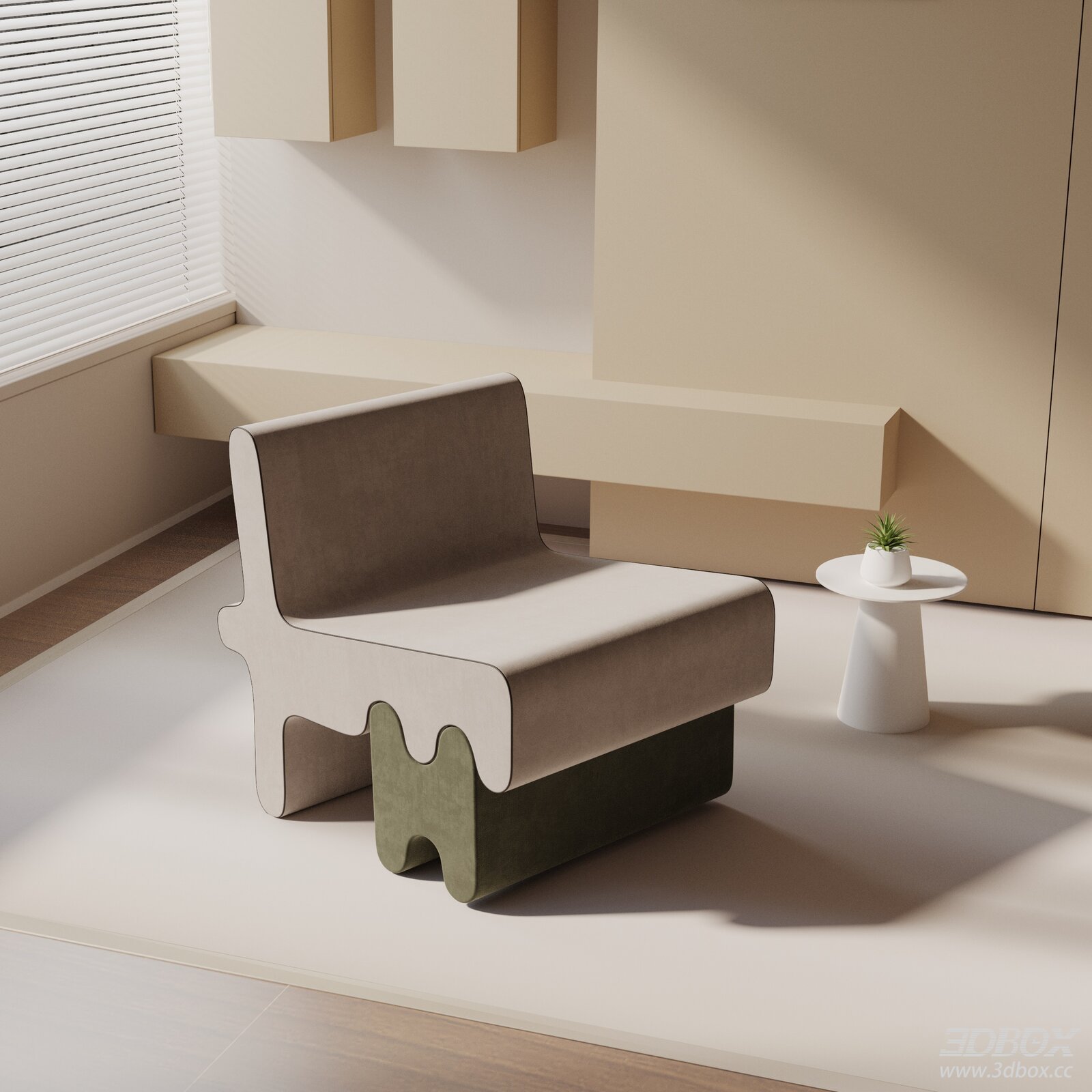Modern Minimalist Fabric Upholstered Lounge Armchair