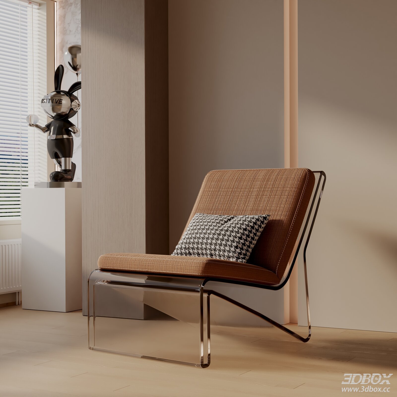 Modern Fabric Lounge Armchair with Acrylic Base