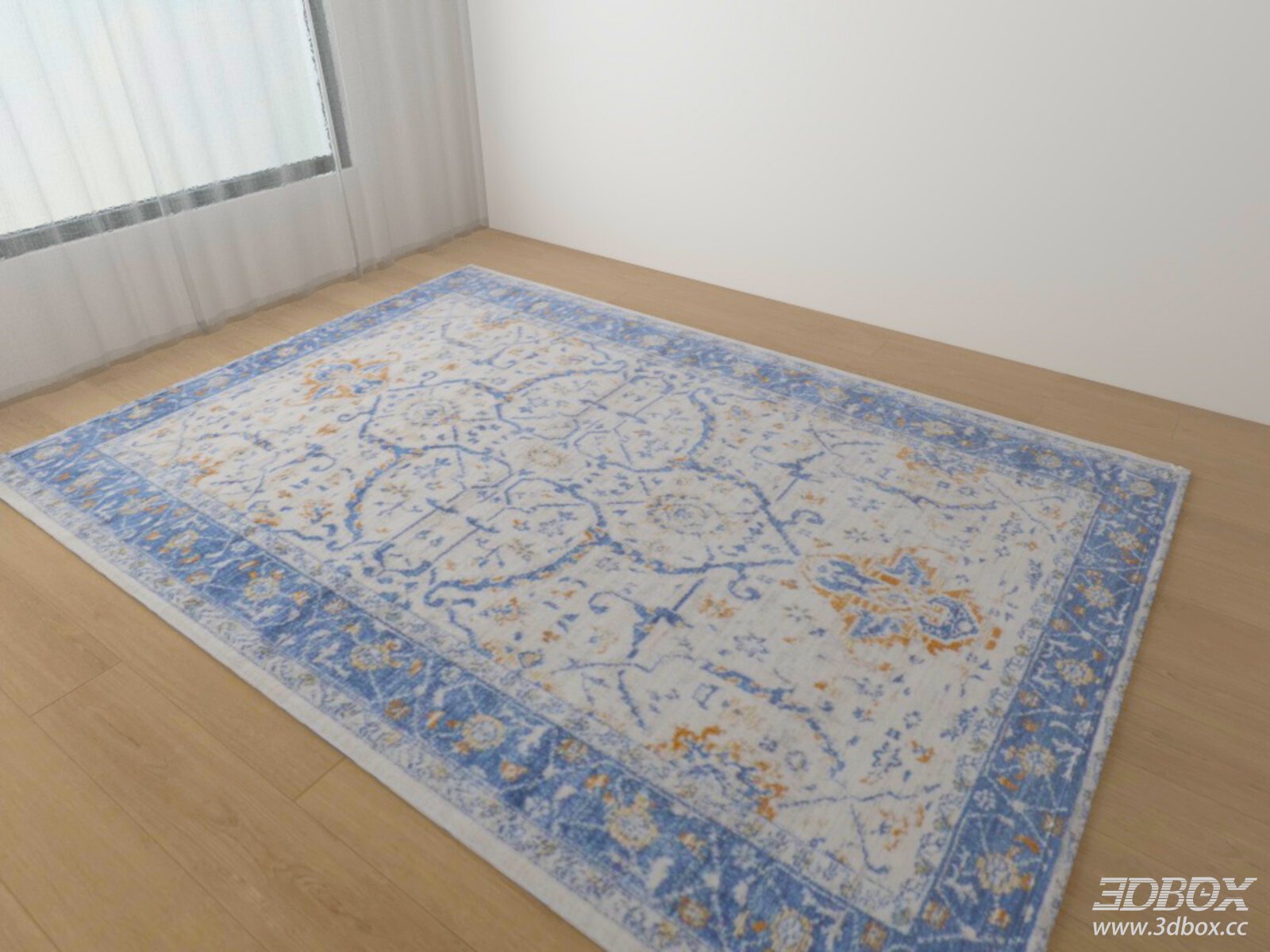 Vintage Blue Orange Pattern Area Rug