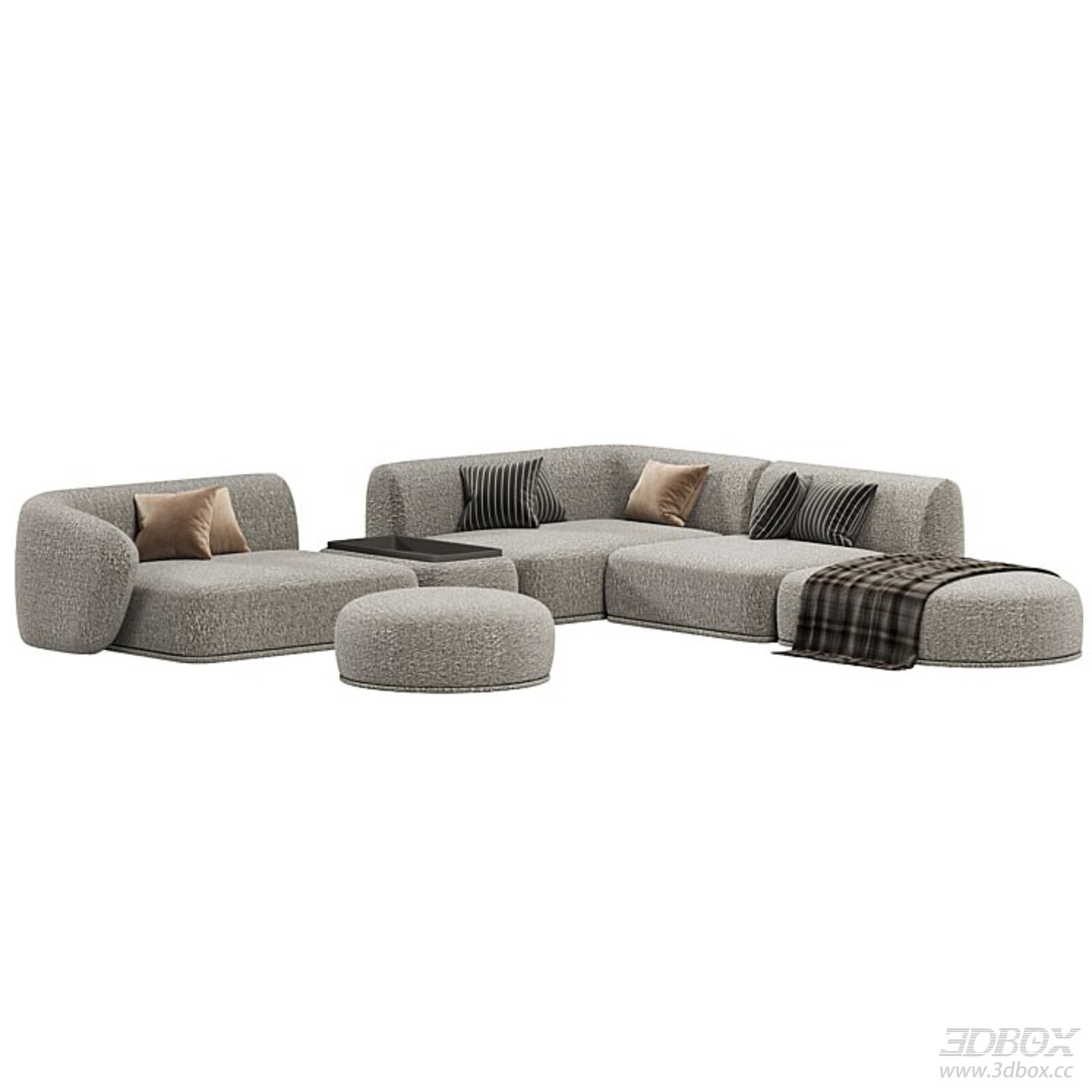 Modern Modular Boucle Fabric Sectional Sofa Set