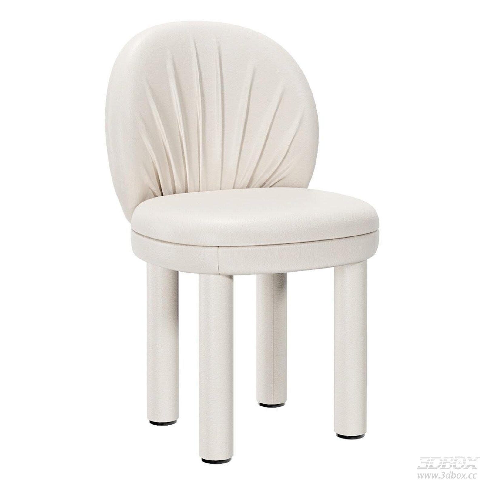 Modern Cream Leather Upholstered Round Back Dining Chair