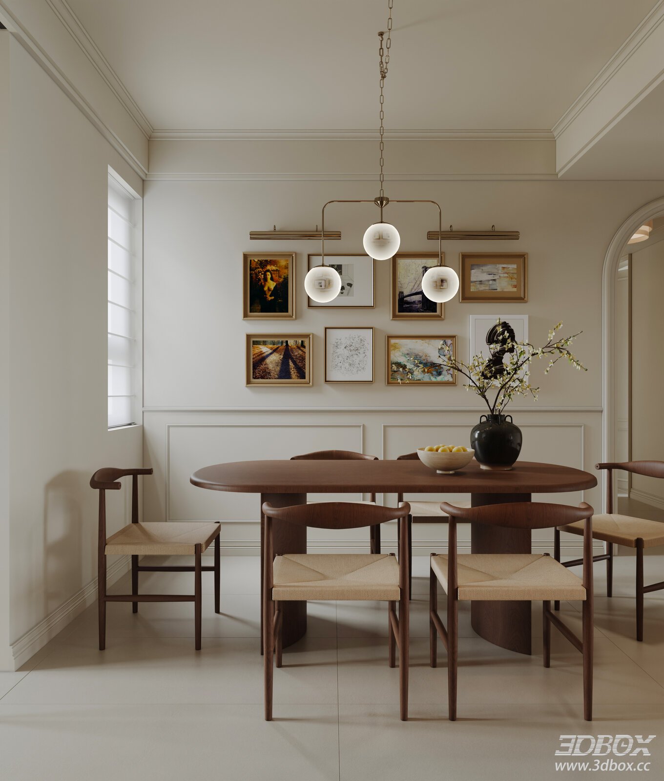 Modern Cream Style Dining Room with Wooden Furniture