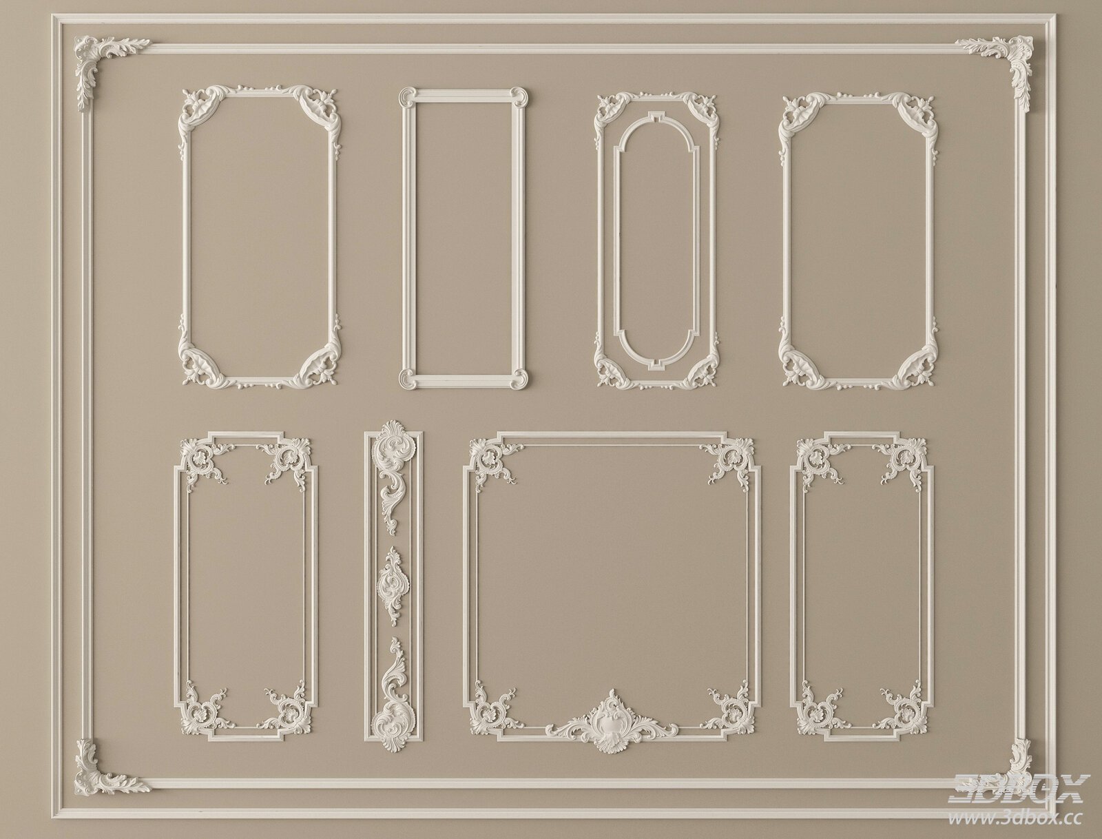 French Style Ornate Decorative Plaster Molding Frames Set