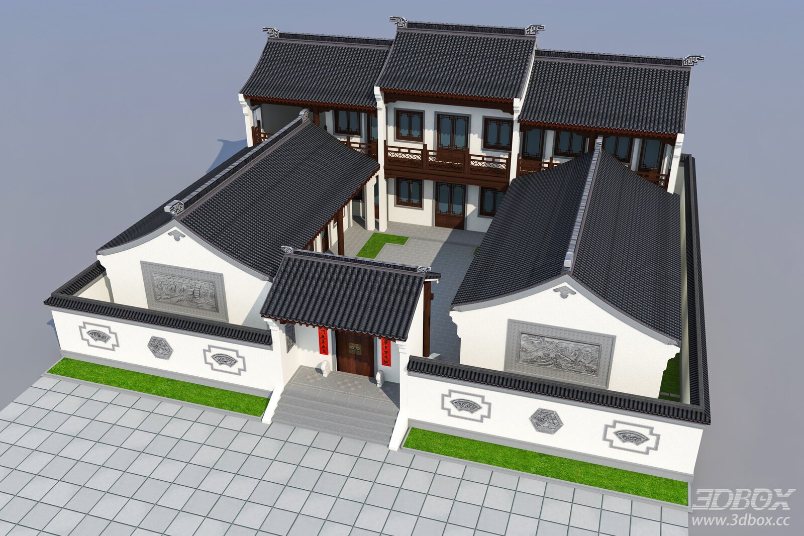 Traditional Chinese Suzhou Style Courtyard Siheyuan Exterior Building