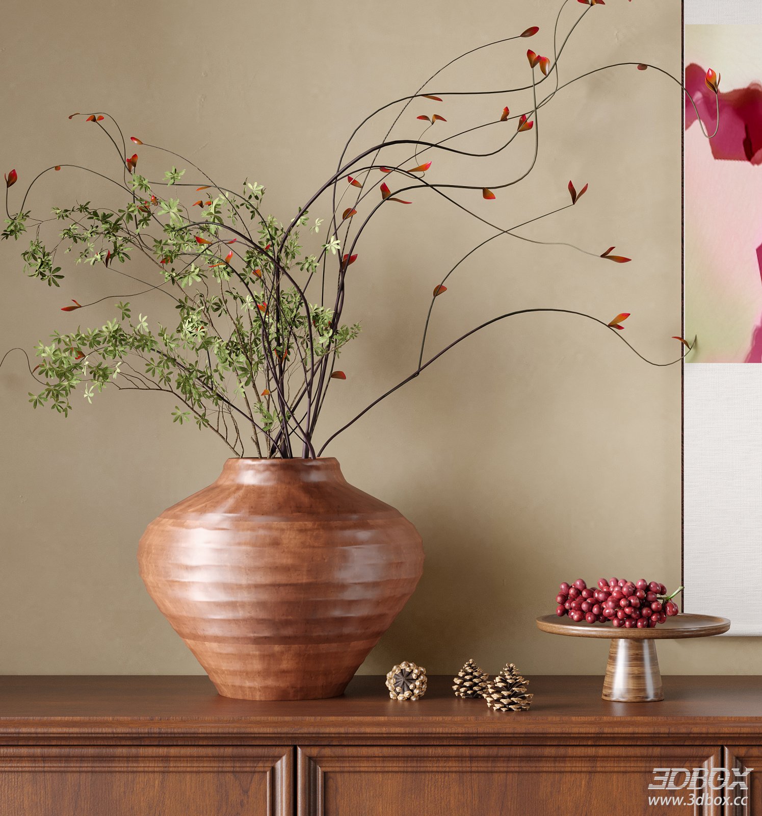 Modern Terracotta Vase Floral Arrangement Decor Set