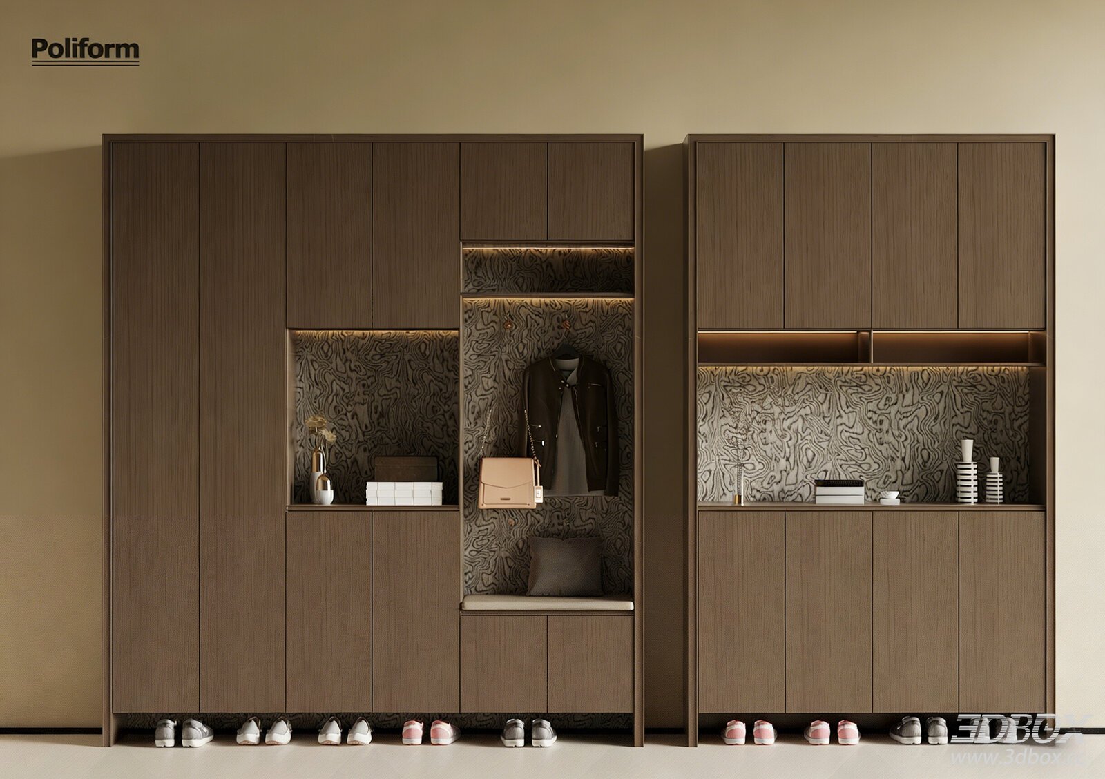 Modern Italian Style Hallway Shoe Cabinet Set