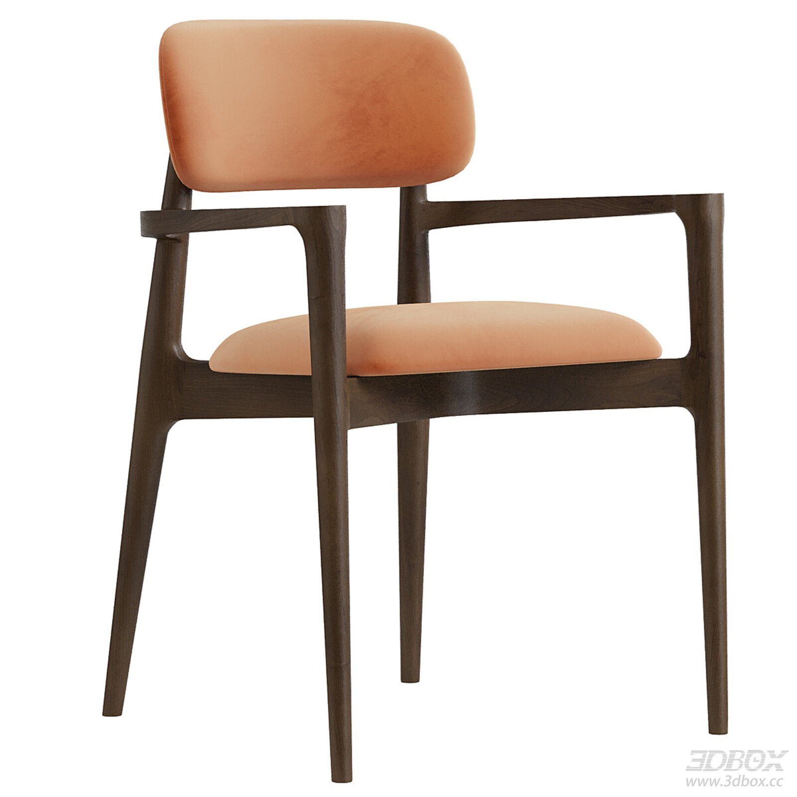 Nordic Minimalist Velvet Upholstered Wooden Dining Armchair