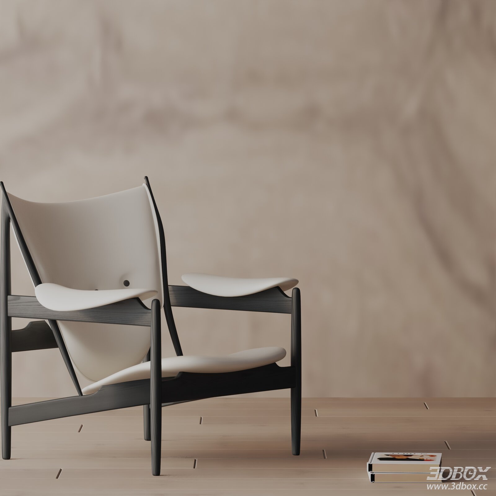 Modern Minimalist Wood Frame Leather Armchair