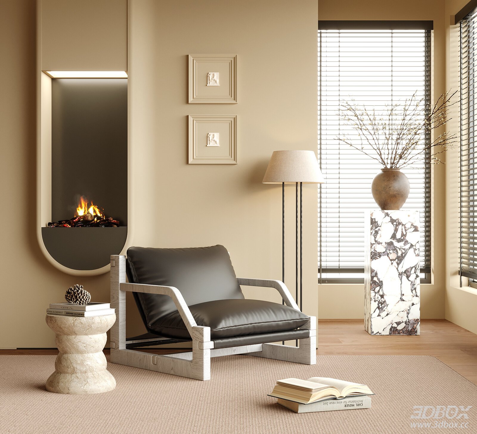 Modern Living Room With Single Armchair And Side Table