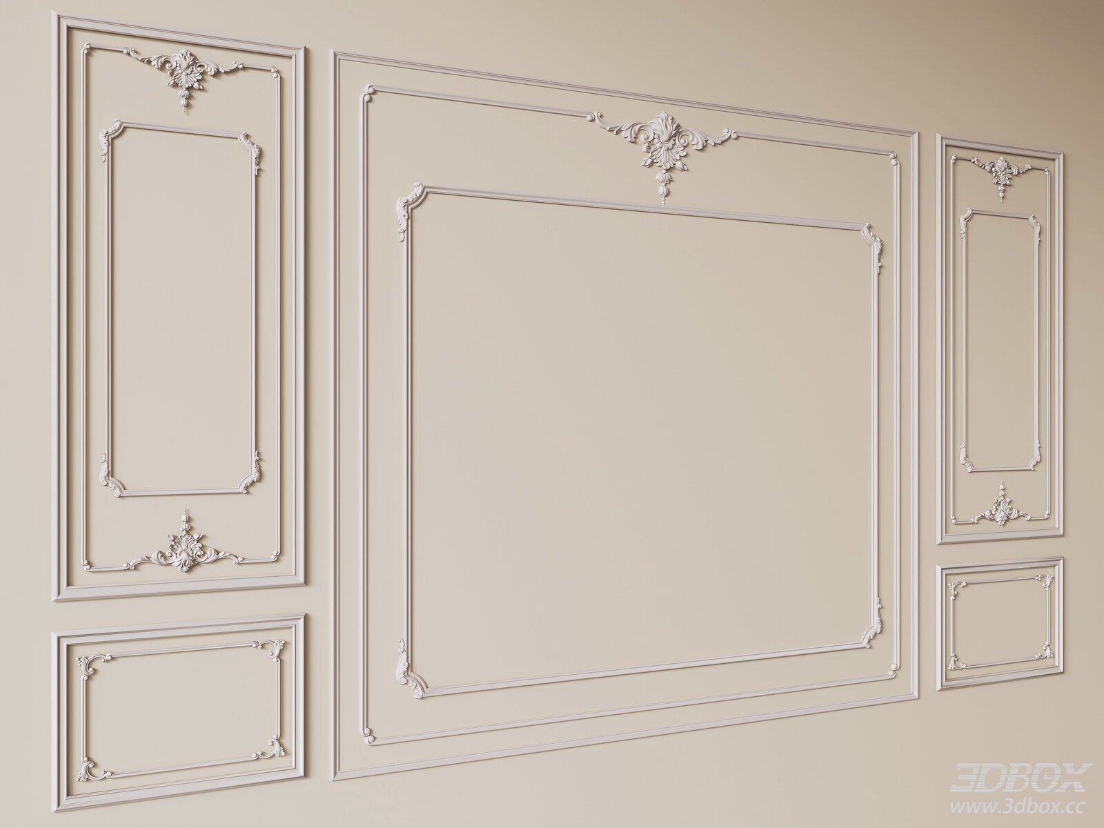 French Style Carved Decorative Plaster Wall Molding Set