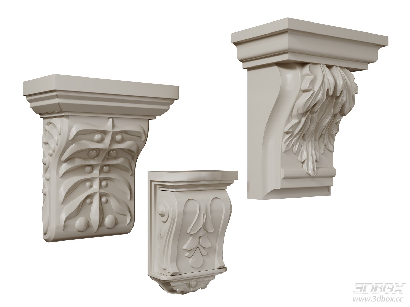French Style Carved Decorative Corbels Set