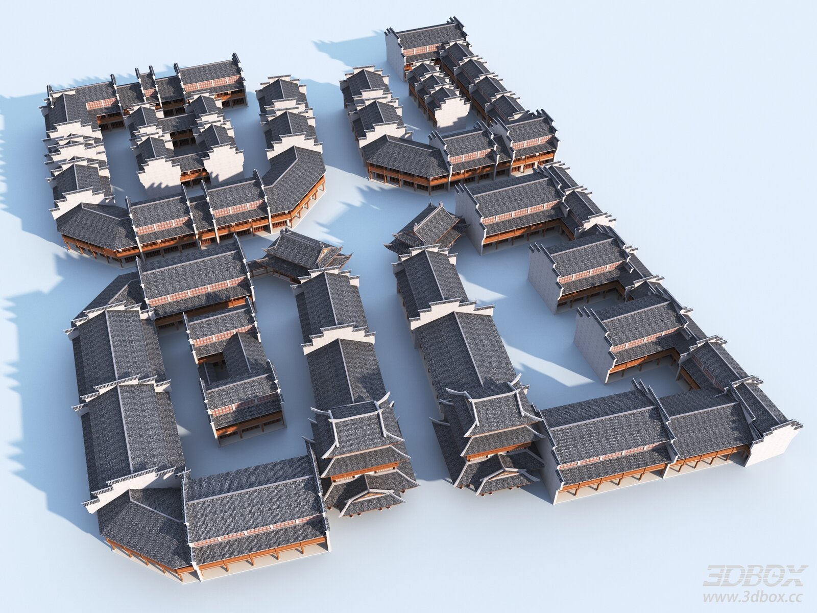 Traditional Chinese Ancient Town Commercial Street Building Cluster