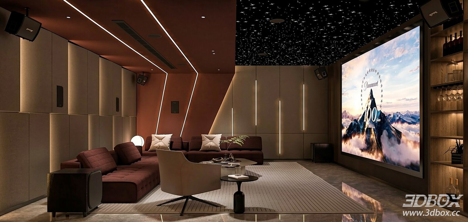 Modern Luxury Home Theater Interior Scene