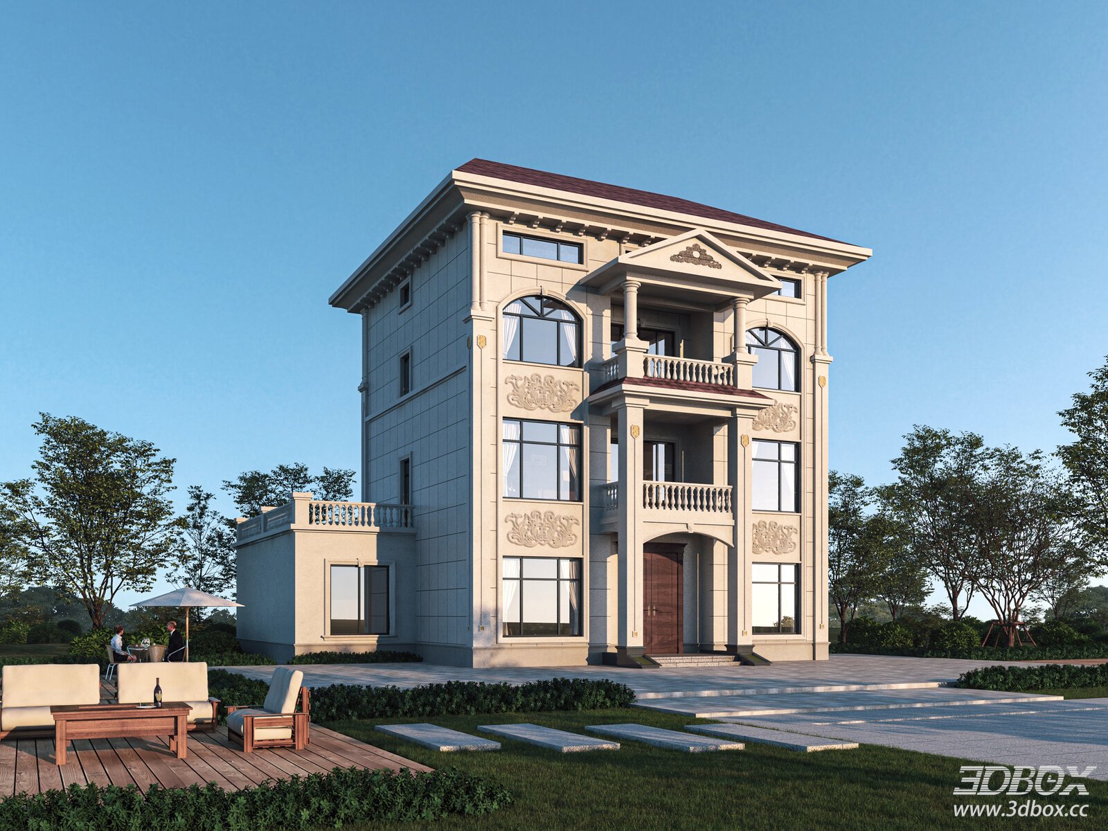 Neoclassical Luxury Villa Exterior Scene
