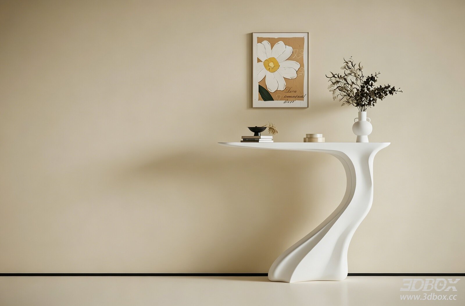 Modern Cream Style White Curved Console Table