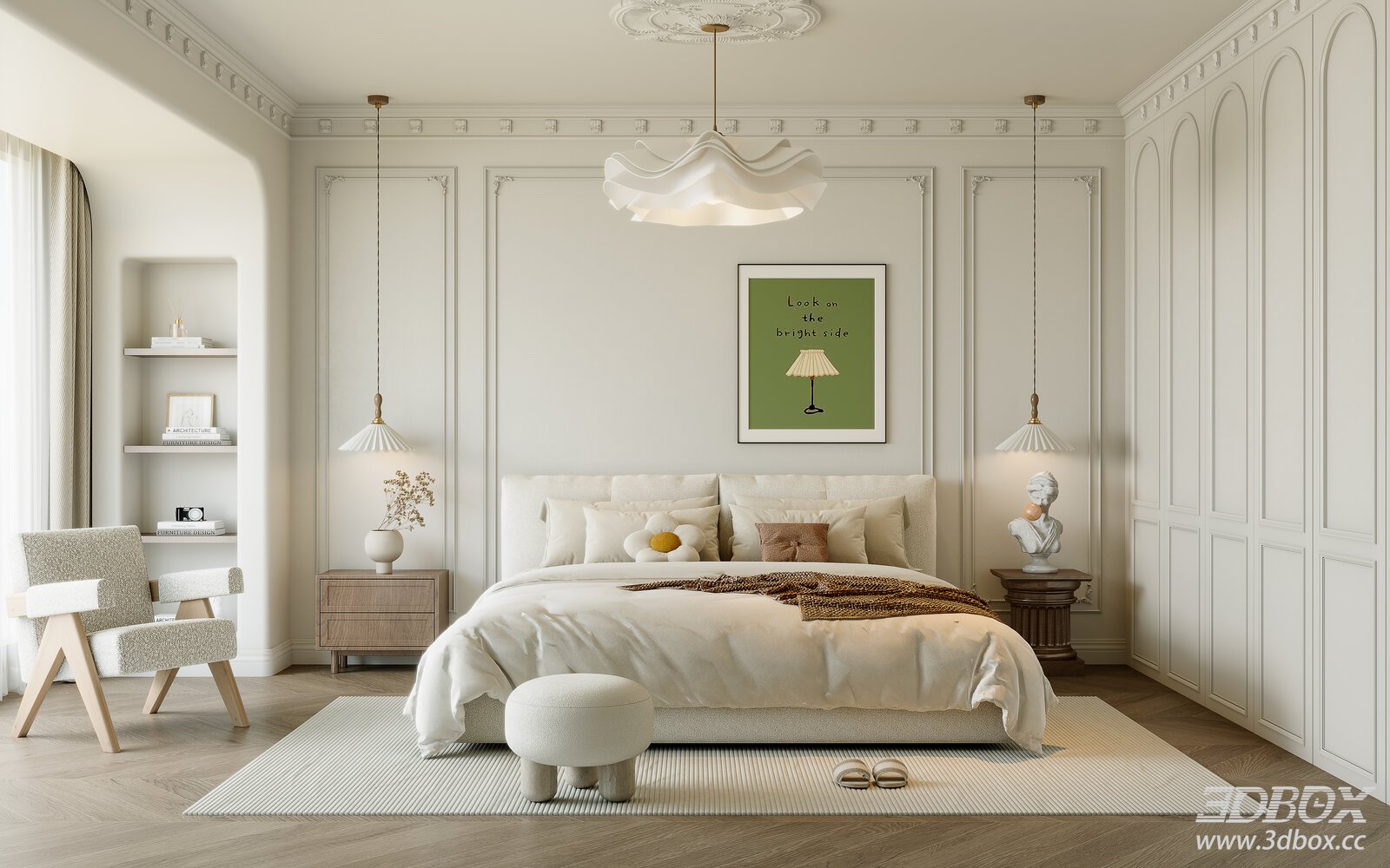 French Cream Style Modern Luxury Bedroom Interior