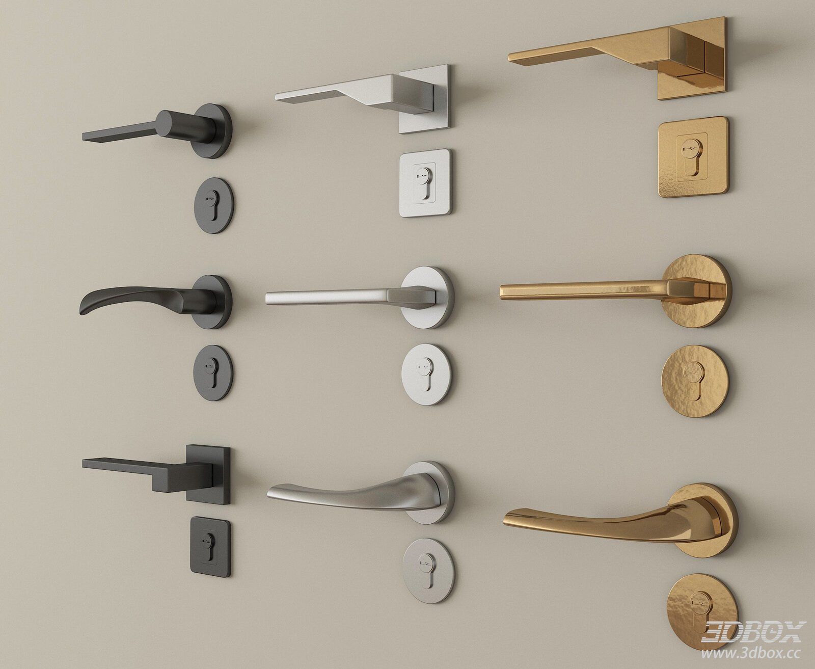 Modern Metal Door Handle Set