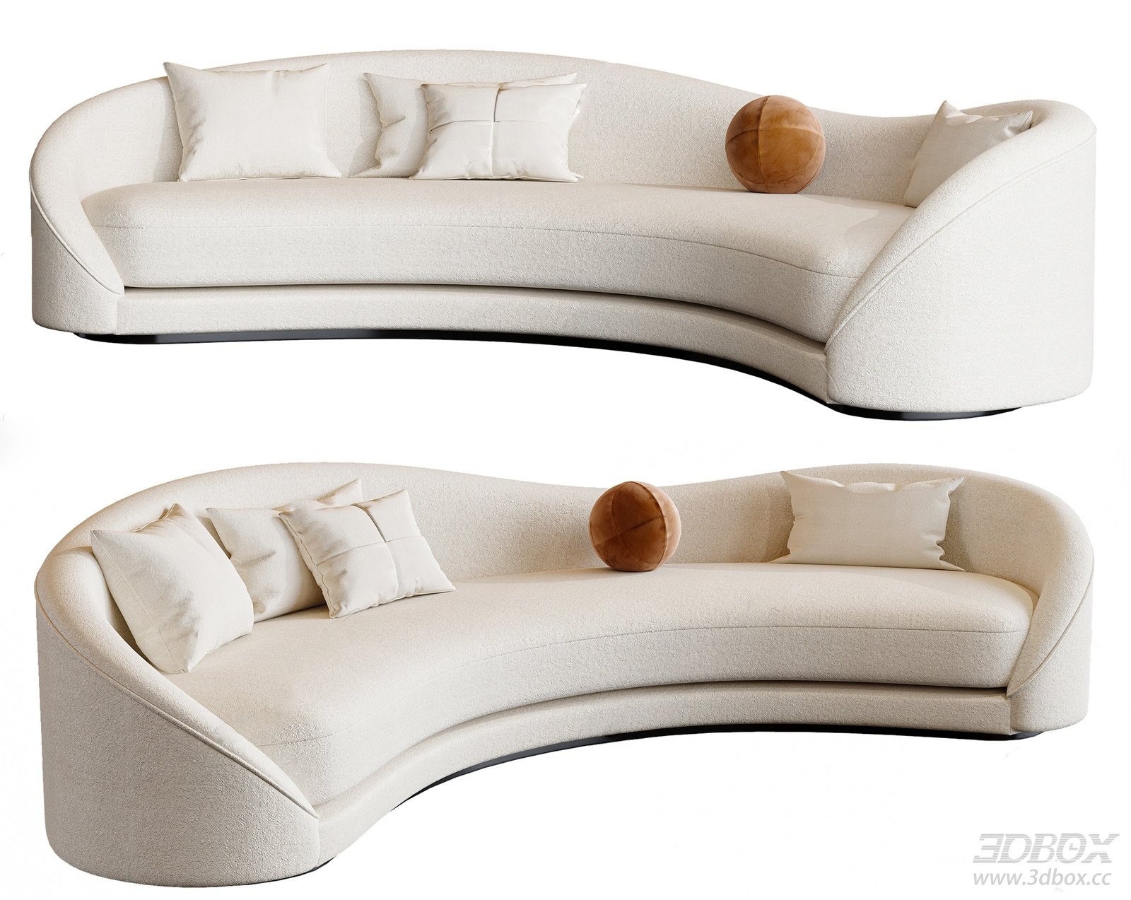 Modern Curved Boucle Fabric Sofa Set