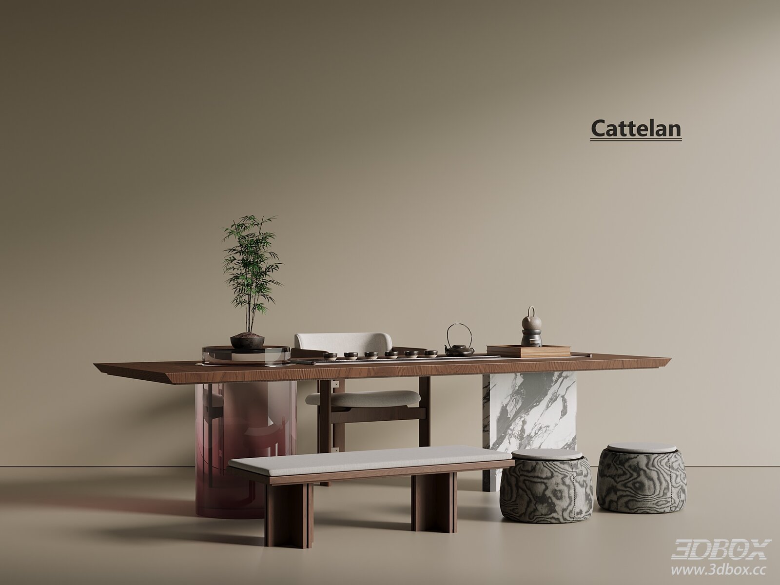 New Chinese Style Luxury Tea Table Set with Seating