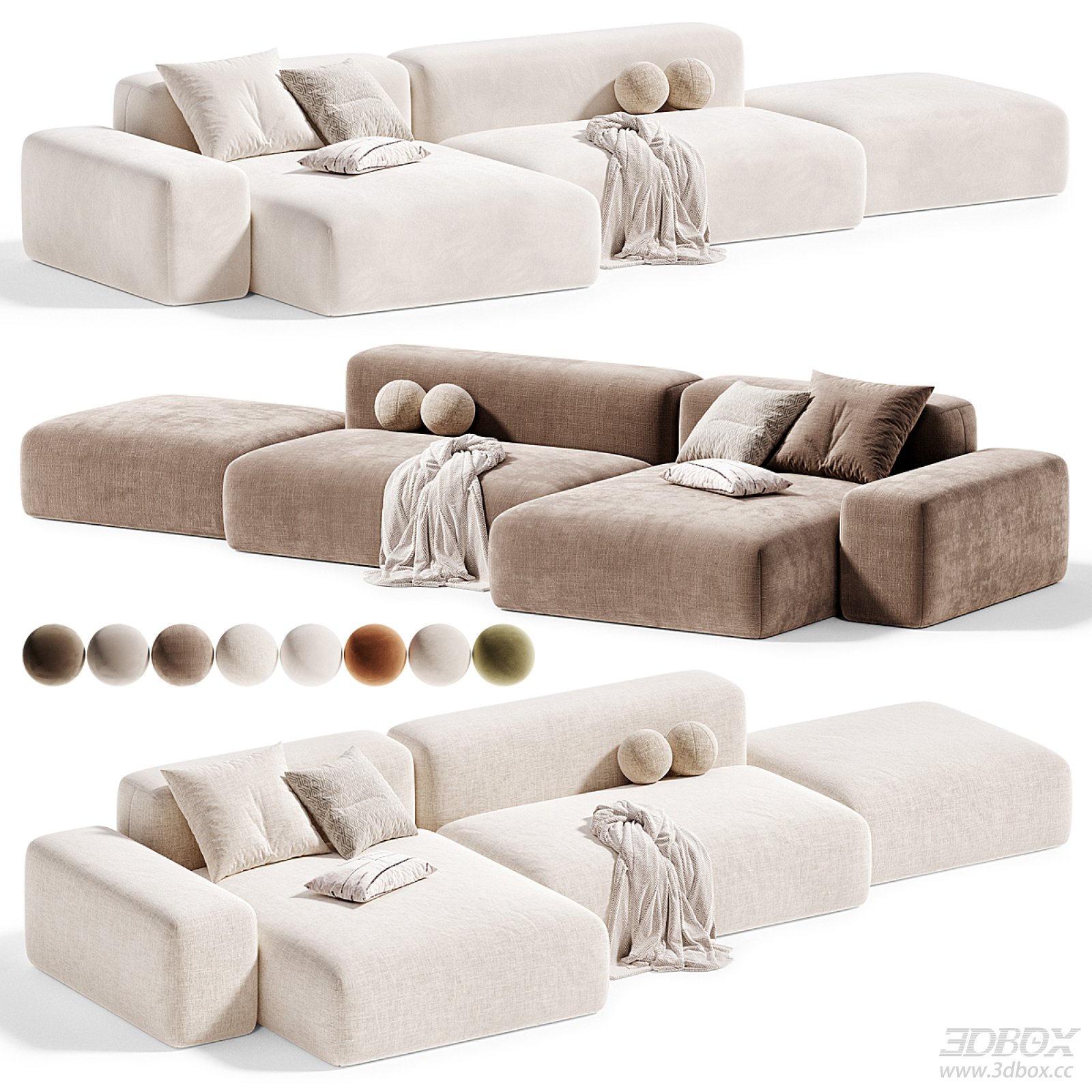 Modern Modular Fabric Sectional Sofa Set