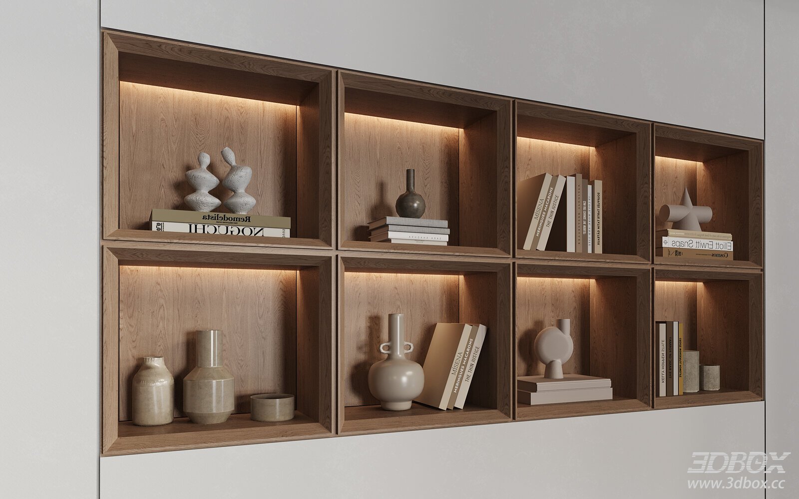 Wabi Sabi Wooden Display Shelf Decor Set