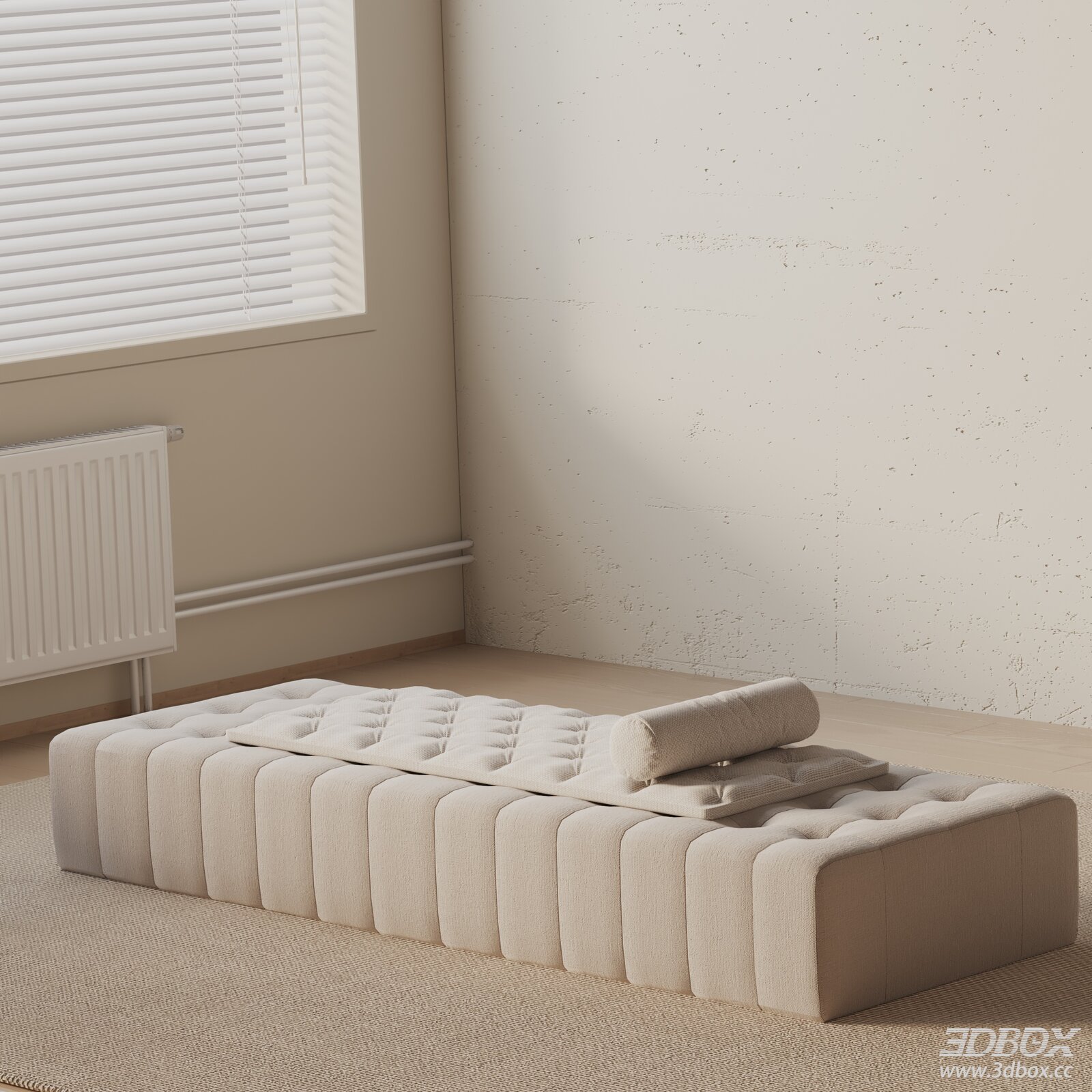 Modern Tufted Fabric Entryway Ottoman Bench