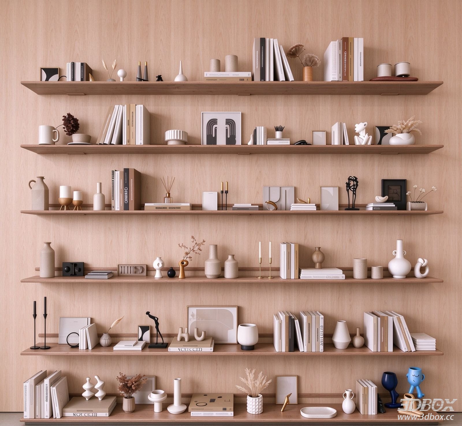 Modern Neutral Decorative Set with Books Vases and Framed Art