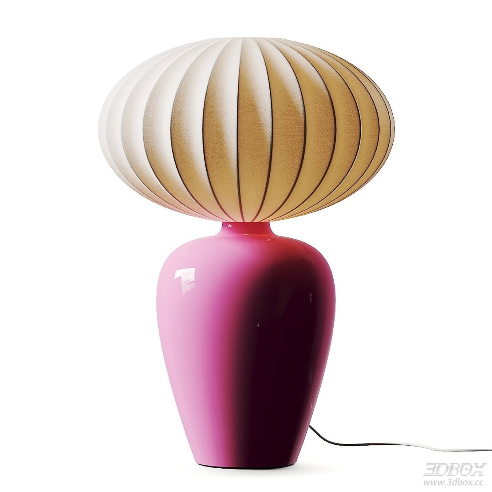 Modern Ceramic Base Table Lamp with Striped Fabric Shade