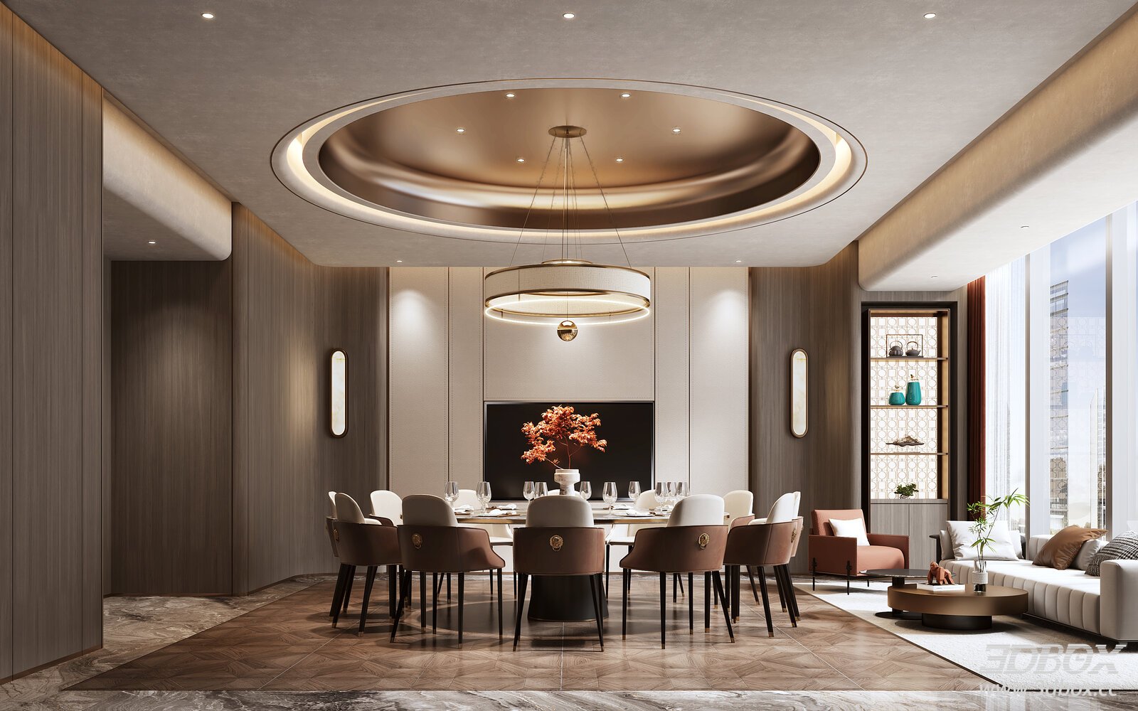 Modern Luxury Private Dining Room Interior Scene