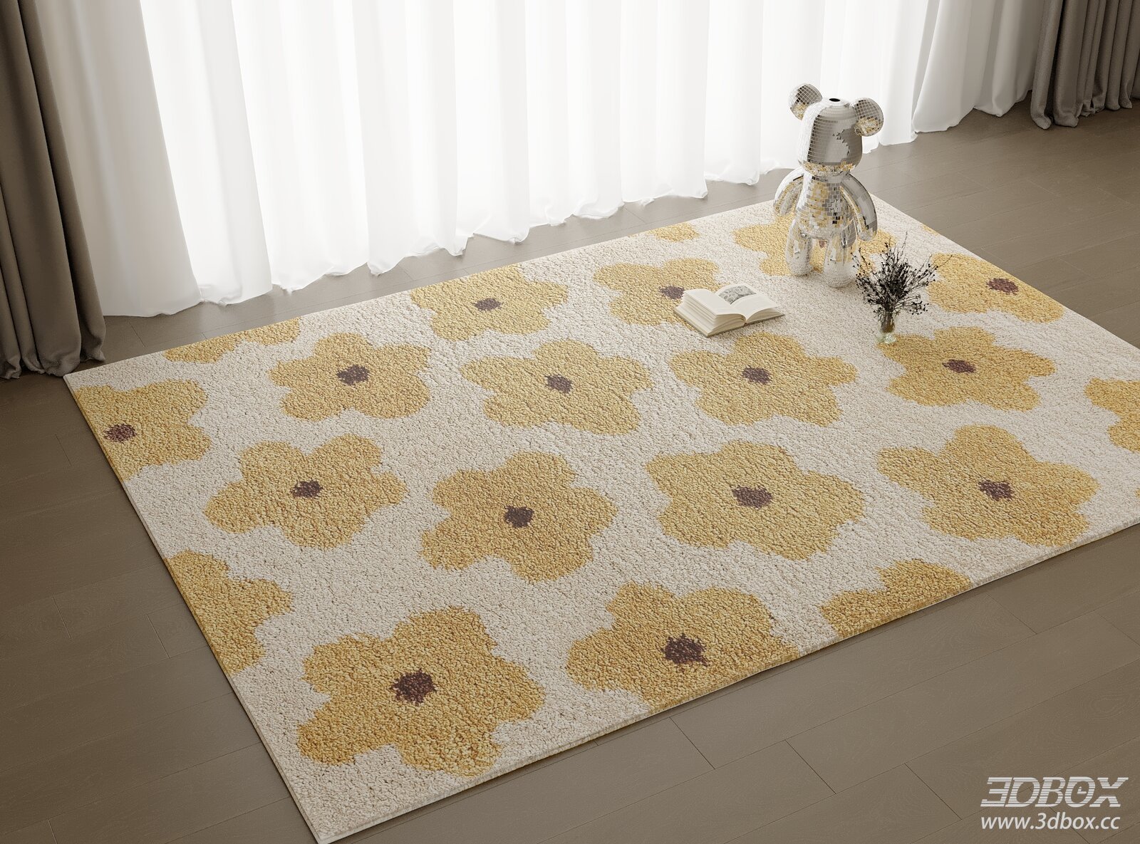 Modern Floral Pattern Plush Carpet