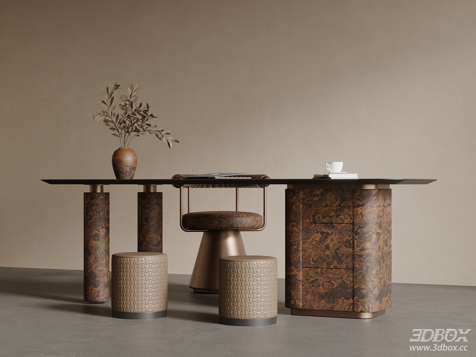 Modern Luxury Desk and Chair Set