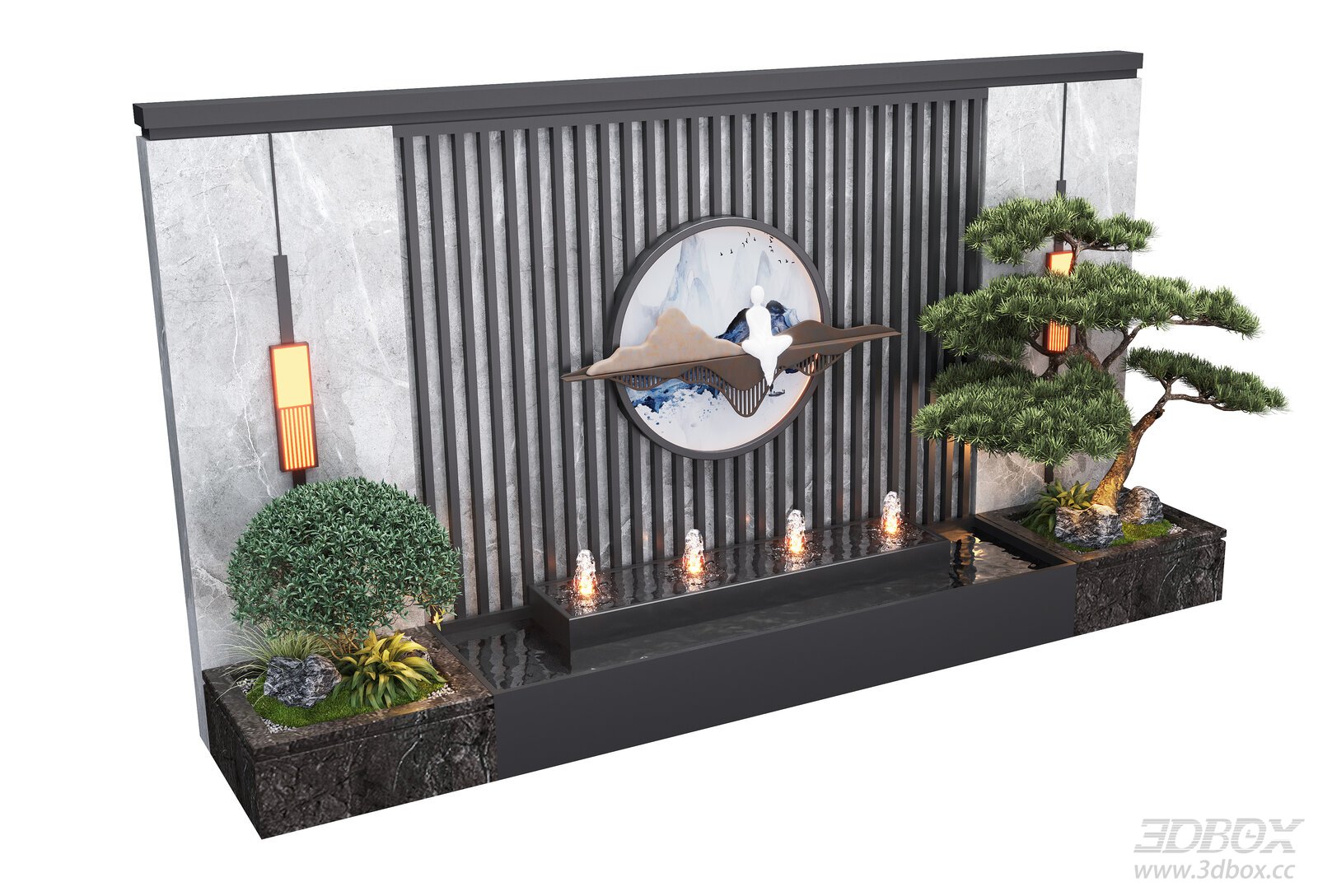 New Chinese Style Zen Water Feature Landscape Wall
