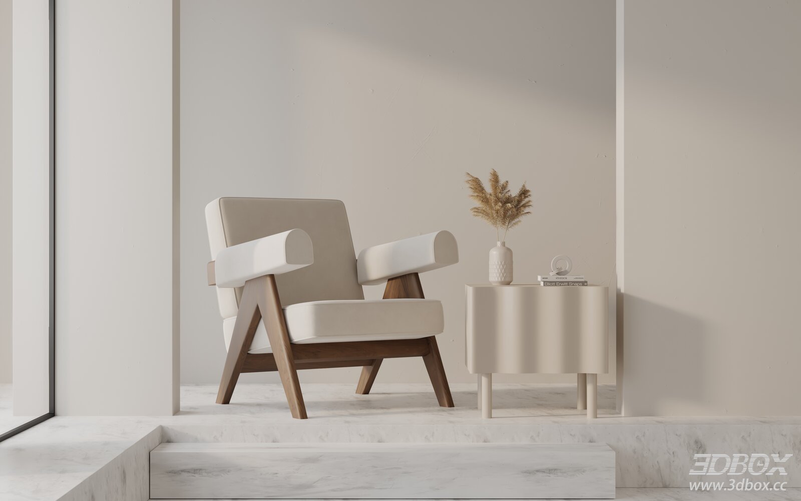 Modern Fabric Upholstered Wooden Frame Armchair