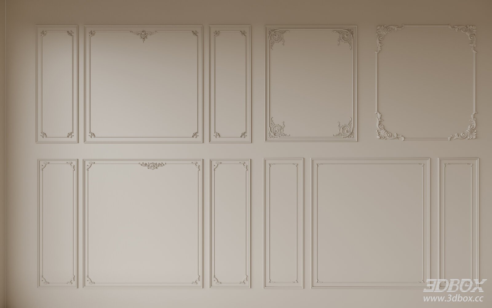 French Style Ornate Plaster Wall Molding Set