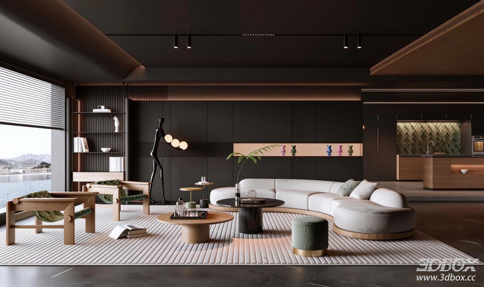 Modern Luxury Curved Sofa Living Room Interior